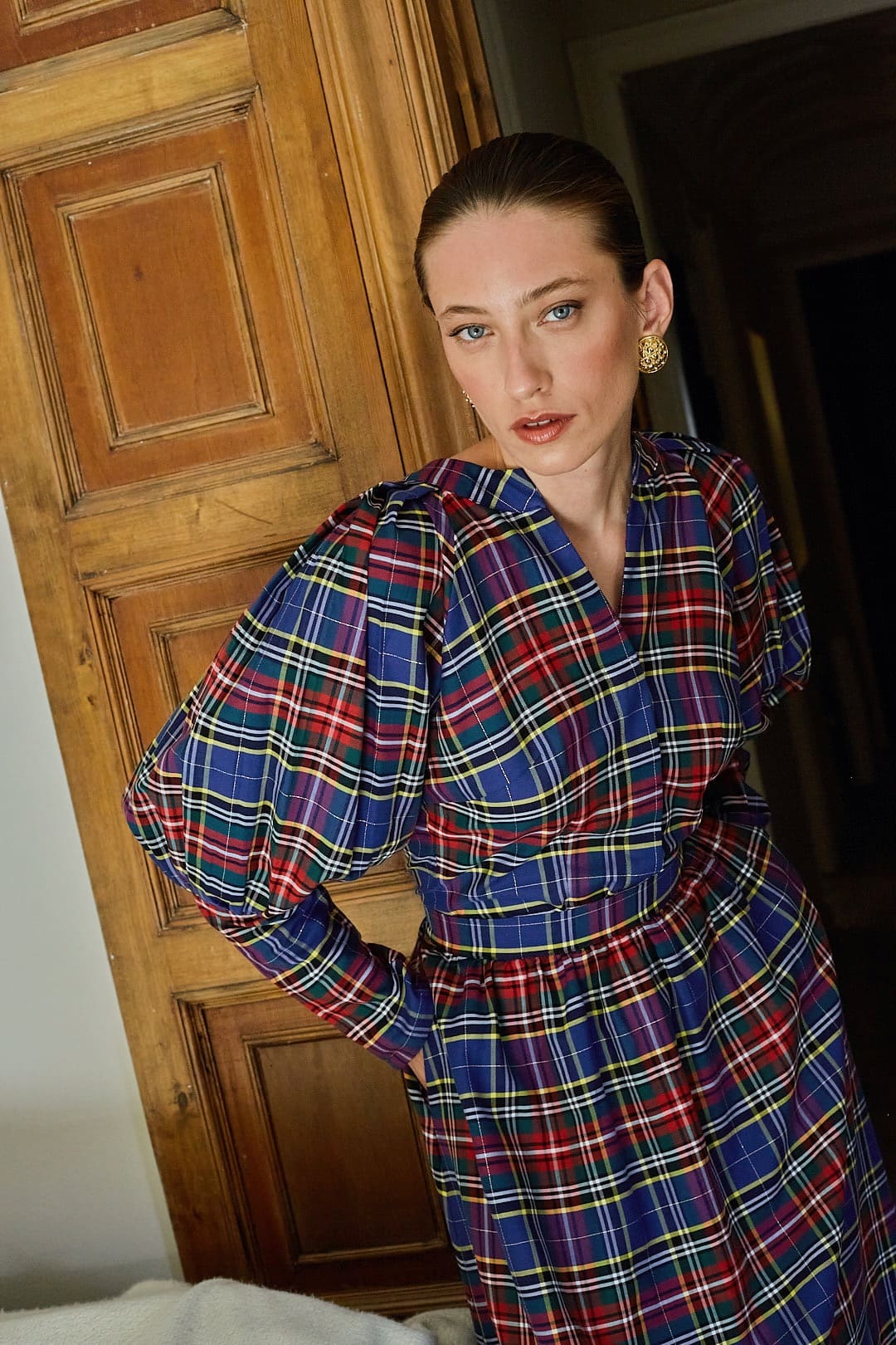 THE NAVY TARTAN ODILE BLOUSE - Image 4